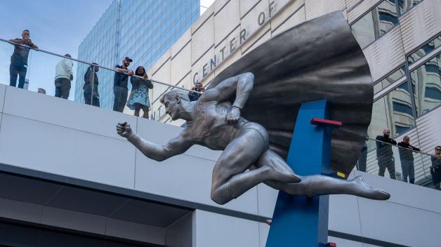 Giant 18-Foot Superman Statue Soars High in the Sky