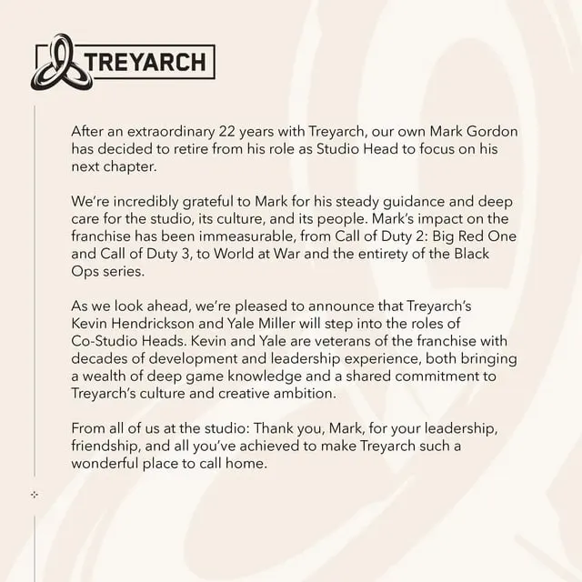 Mark Gordon leaves Treyarch: impact on the Call of Duty franchise