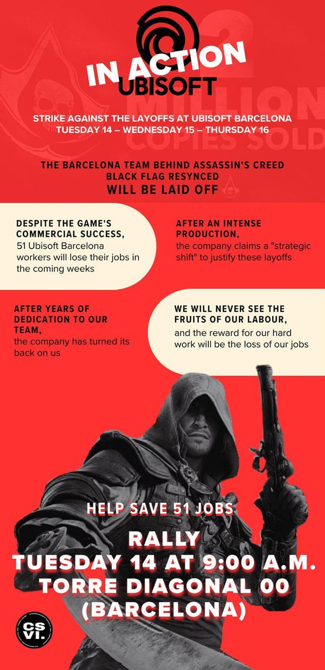 Ubisoft Barcelona workers strike against layoffs: what does this mean for the future?