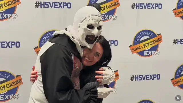 David Howard Thornton engaged in Art the Clown costume